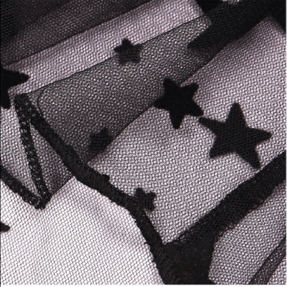 Sexy Velvet Star Mesh T-shirt  Black or White - Picture 5 of 8